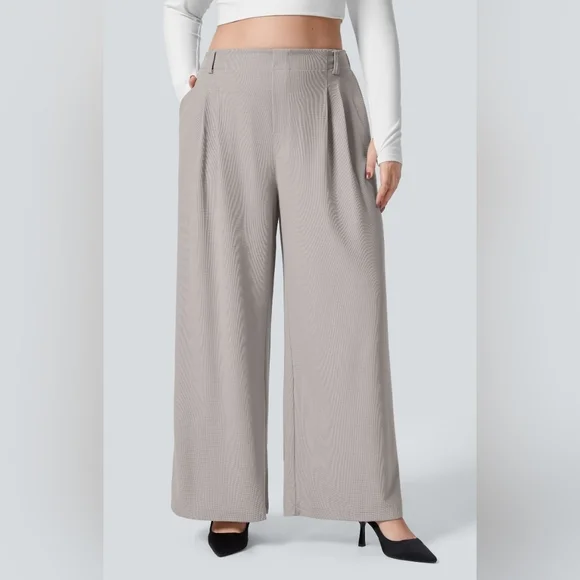 NWT Halara Flex Elegant Gray Wide-Leg Women's Pants Size XL Petite Firm - Picture 2 of 7
